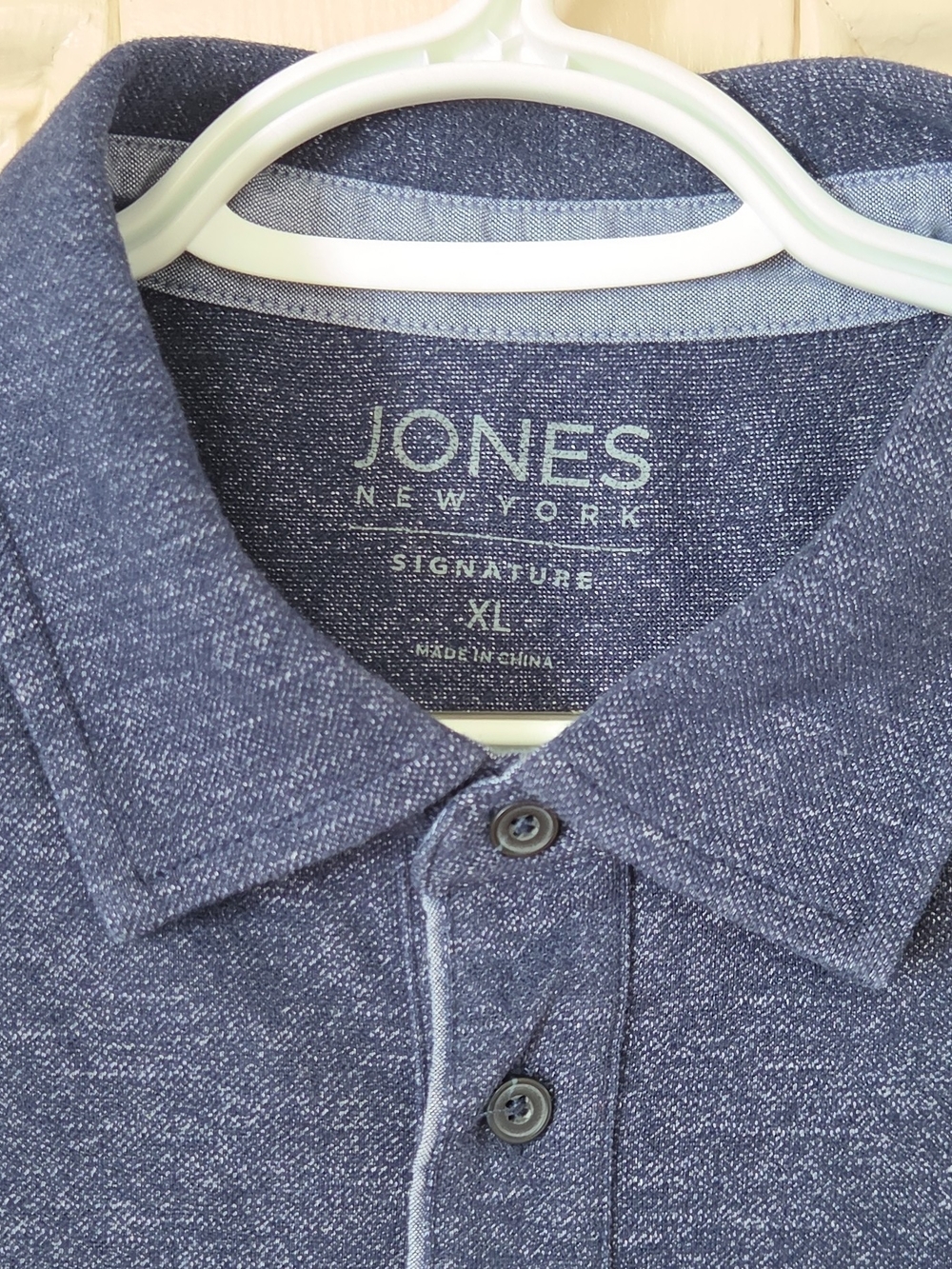 Jones New York Men's Heathered Blue Polo Shirt